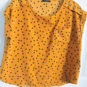 Golden Yellow Triangle Pattern Spring Blouse